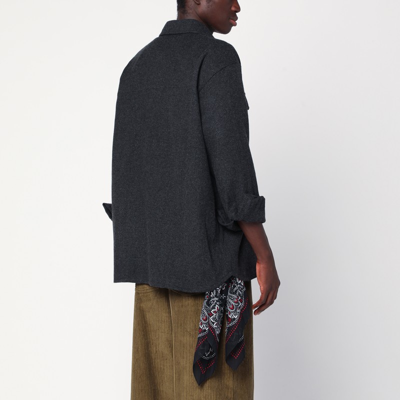 Destin Dark Gray Wool Shirt In Gray