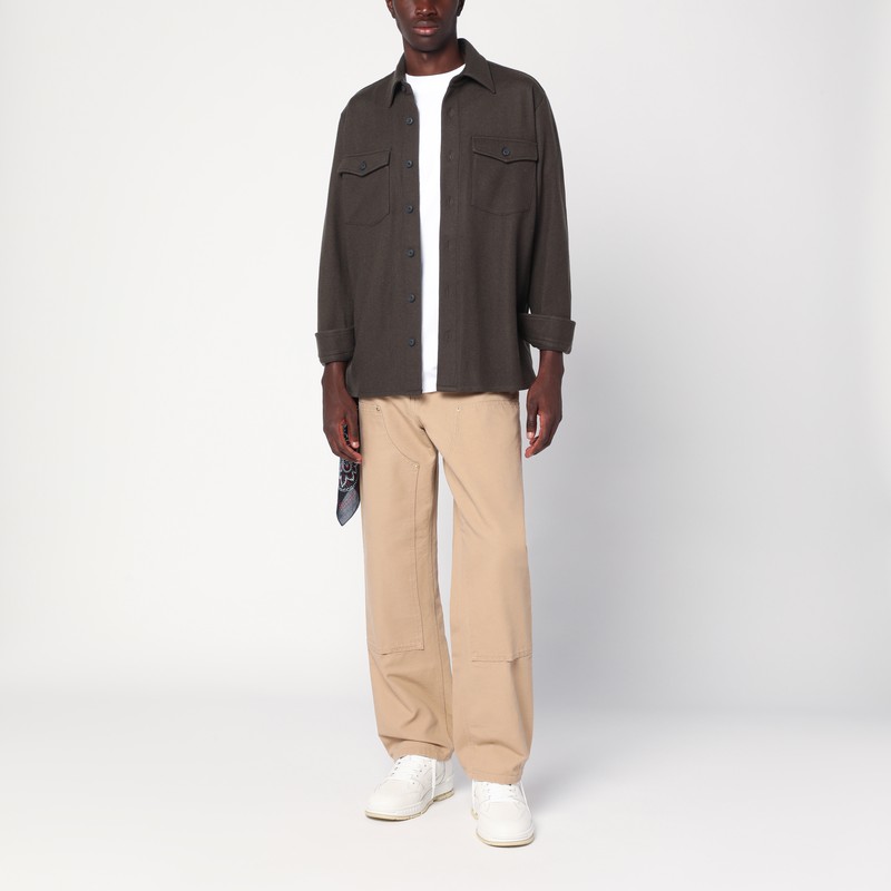 Destin Military Green Wool Shirt In Gray