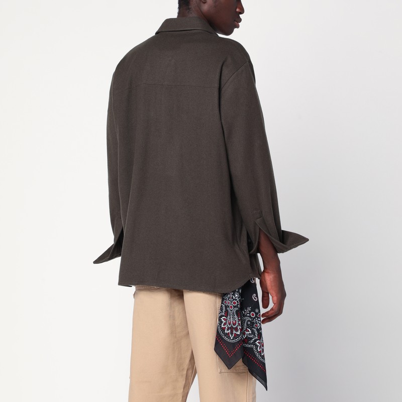 Destin Military Green Wool Shirt In Gray