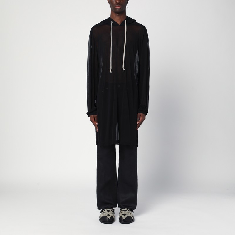 Felpa con cappuccio semitrasparente nera - Rick Owens - Modalova