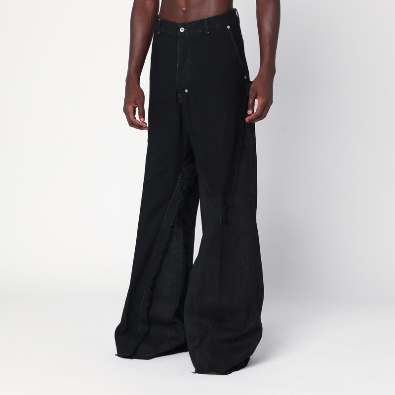 Rick Owens Black Pants With Fringes In Black