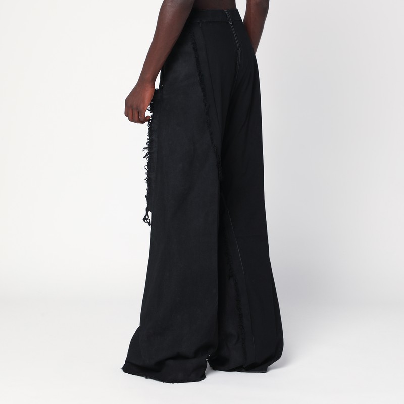 Rick Owens Black Pants With Fringes In Black