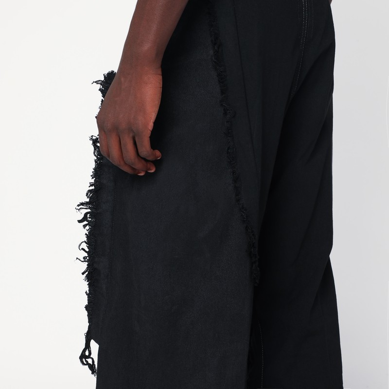 Rick Owens Black Pants With Fringes In Black