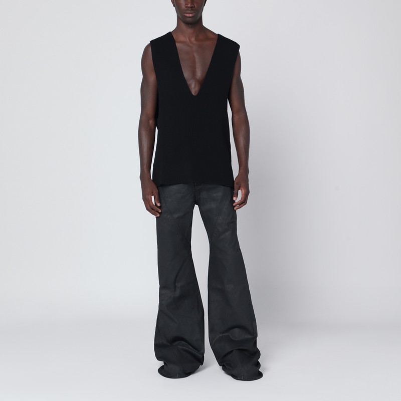 Rick Owens Black Wool Vest In Black