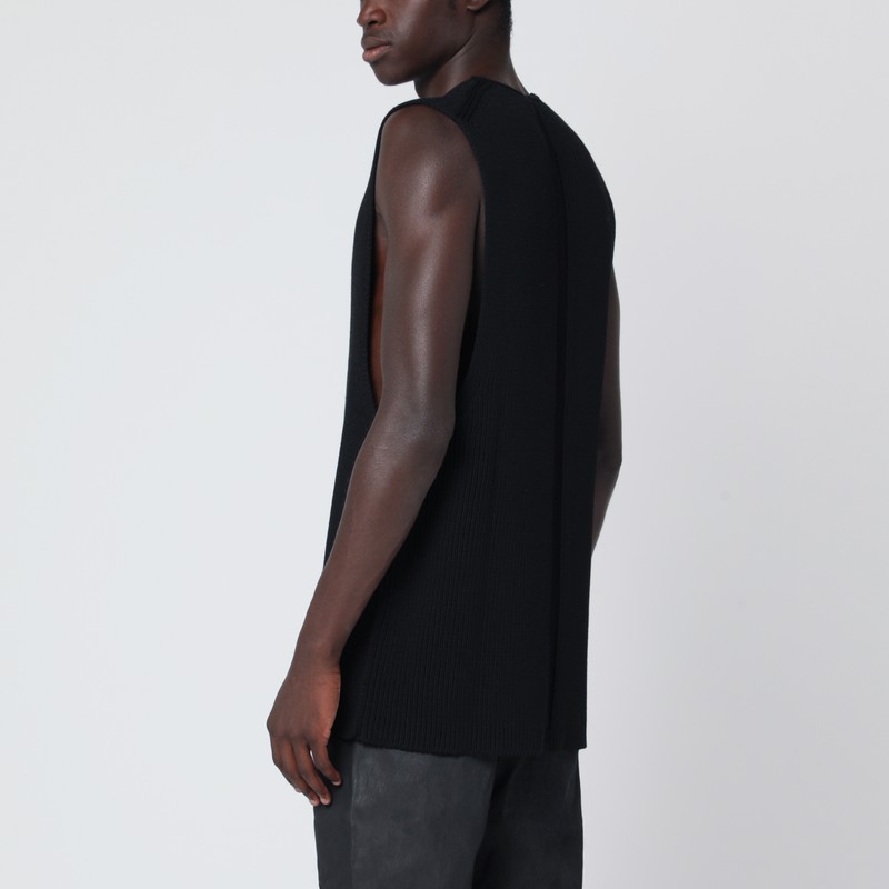 Rick Owens Black Wool Vest In Black