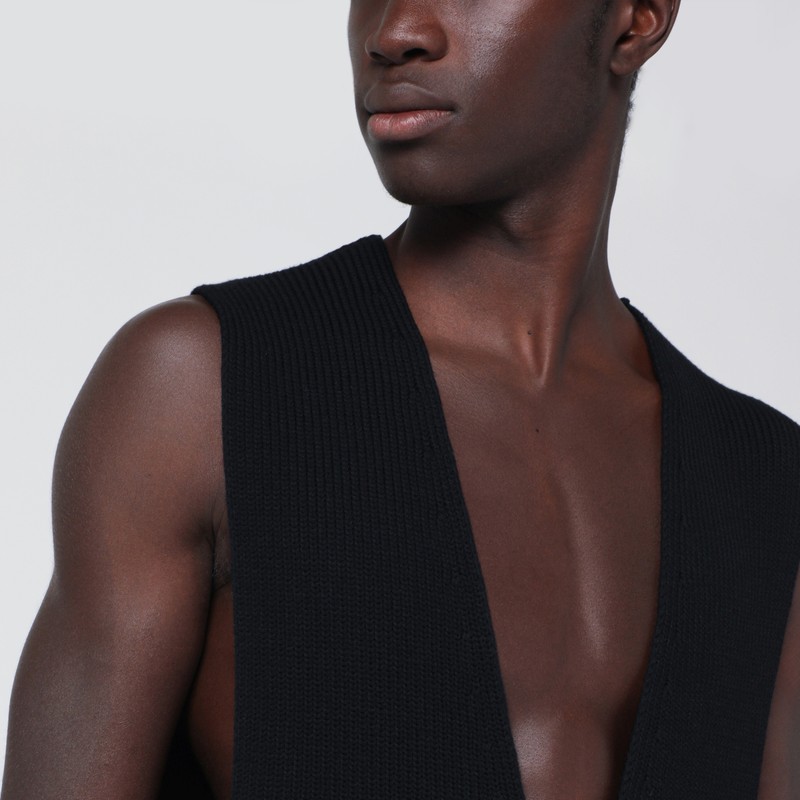 Rick Owens Black Wool Vest In Black