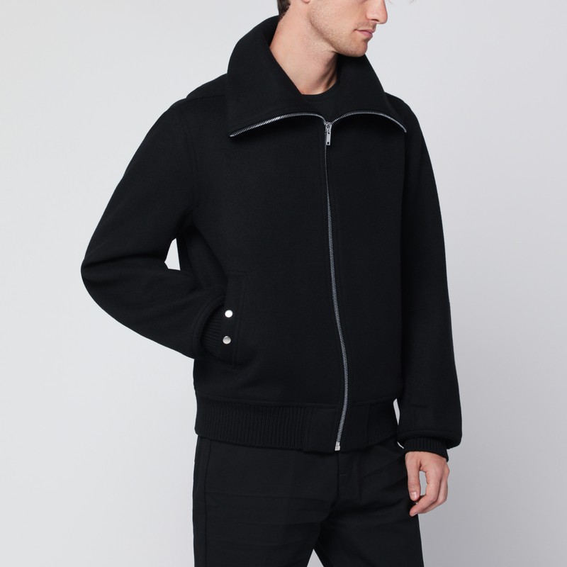 Black wool zip-up jacket