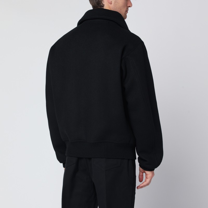 Rick Owens Black Wool Zip-up Jacket In Black