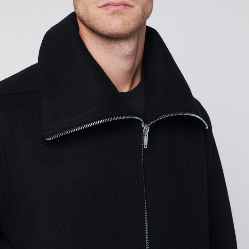 Rick Owens Black Wool Zip-up Jacket In Black