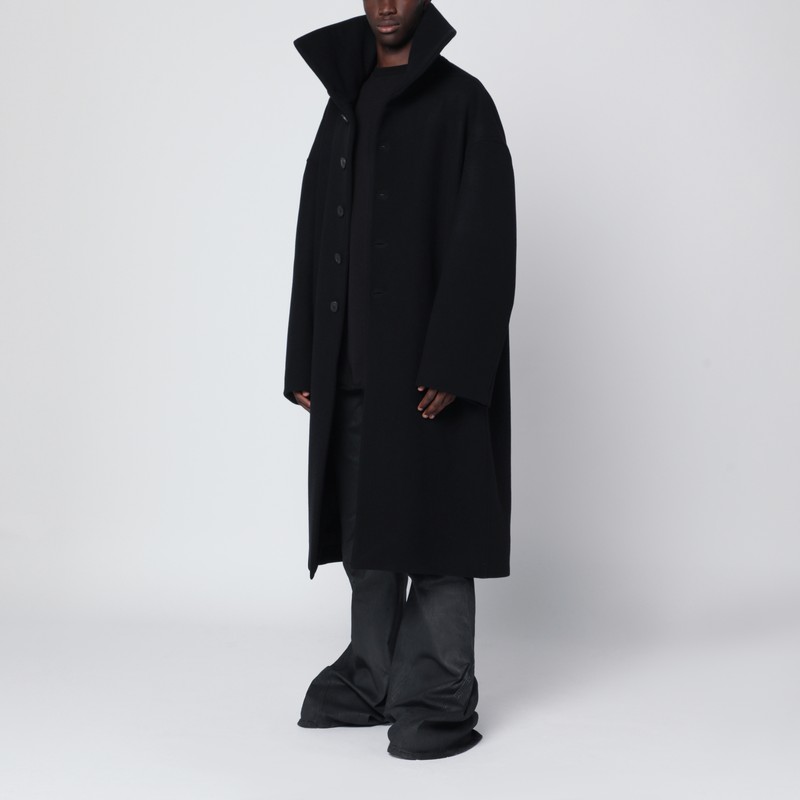 Rick Owens Black Wool Coat In Black