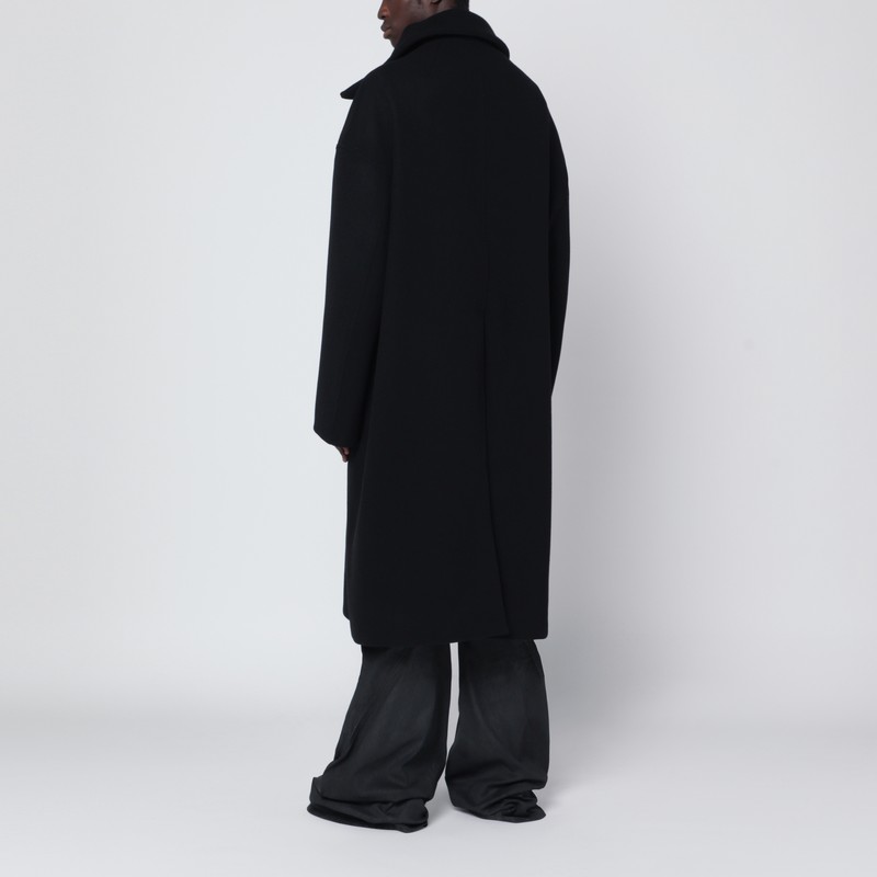 Rick Owens Black Wool Coat In Black