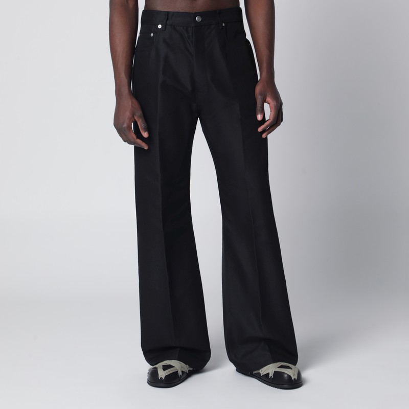 Black cotton-blend trousers