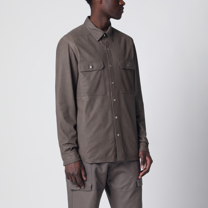 Rick Owens Mud-colored Cotton-blend Shirt In Gray