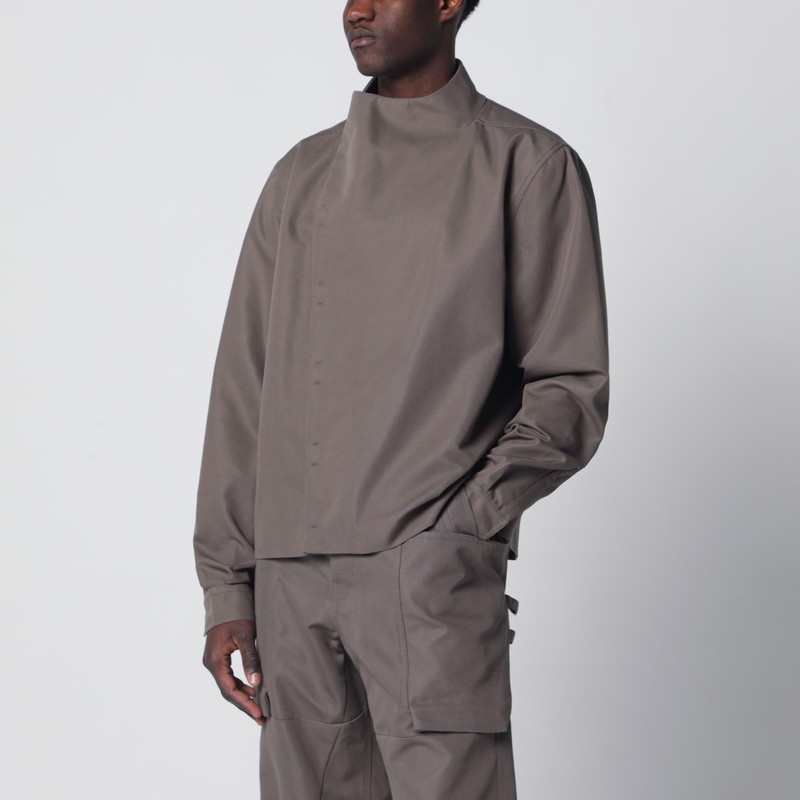 Rick Owens Dust-colored Asymmetrical Cotton-blend Shirt In Gray