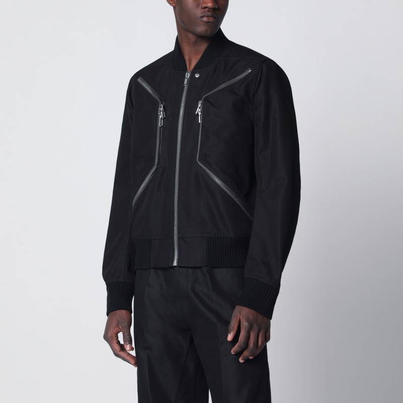 Black zip-up cotton-blend jacket