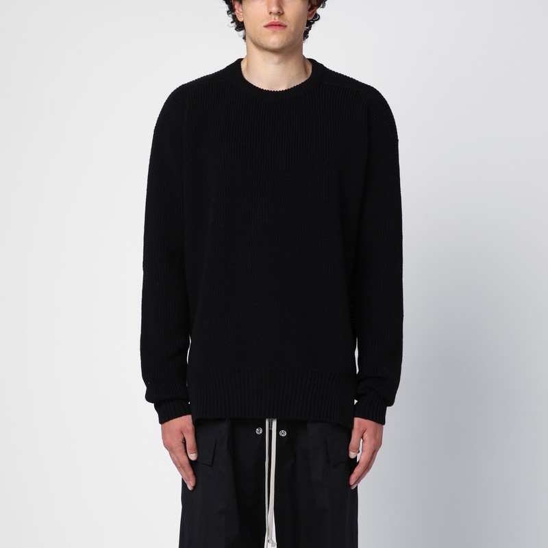 Black wool crew-neck sweater - Rick Owens - Modalova