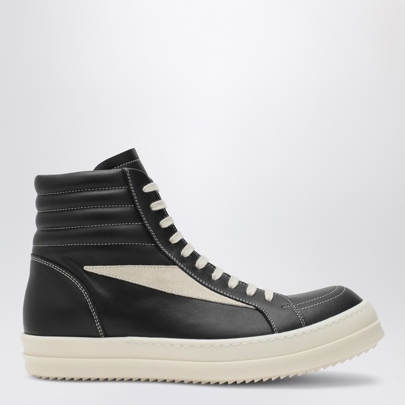 Rick Owens Hollywood Vintage Panelled Leather Hi-top Sneakers In Black
