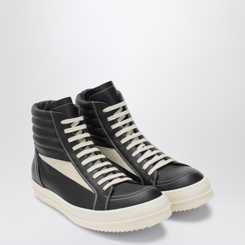 Rick Owens Hollywood Vintage Panelled Leather Hi-top Sneakers In Black