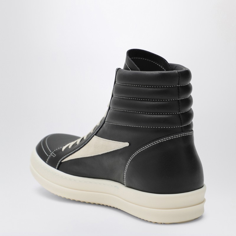 Rick Owens Hollywood Vintage Panelled Leather Hi-top Sneakers In Black