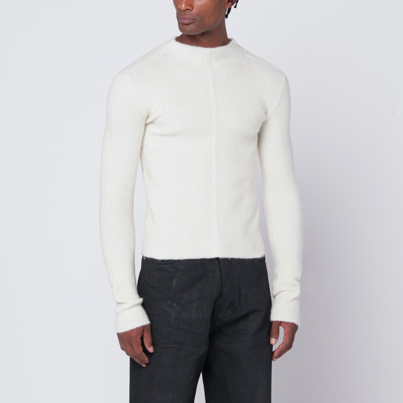 White ribbed alpaca blend sweater