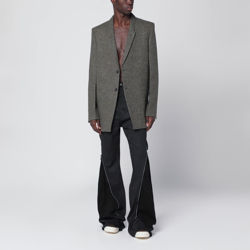 Rick Owens Concordian Single-breasted Wool Jacket In Green