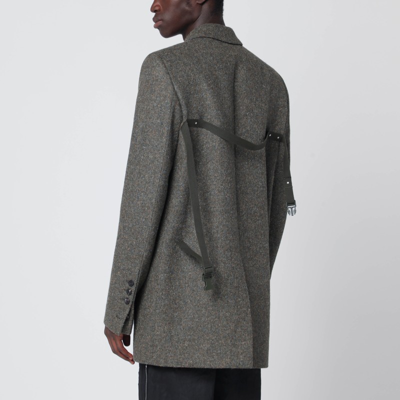 Rick Owens Concordian Single-breasted Wool Jacket In Green