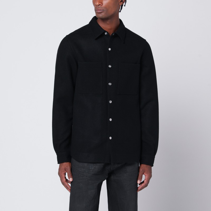 Black wool flannel shirt