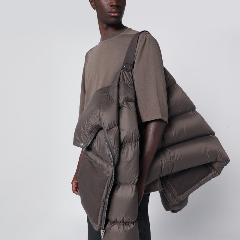 Rick Owens Black Porterville Jumbo Hooded Peter Down Jacket In Gray