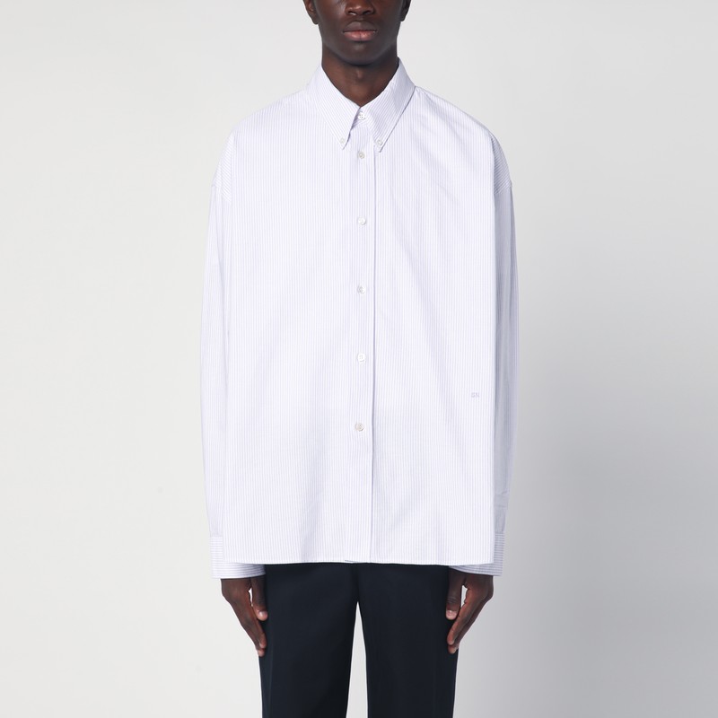 Studio Nicholson White/lilac Cotton Button-down Shirt In Pink