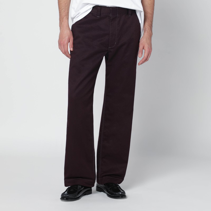 Burgundy cotton-blend trousers
