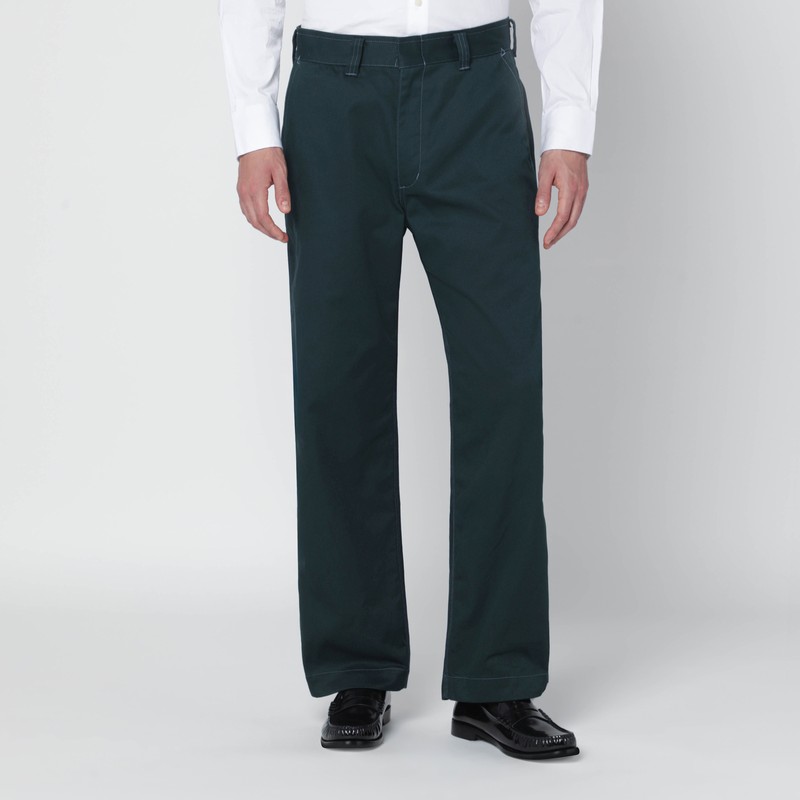 Green cotton-blend trousers