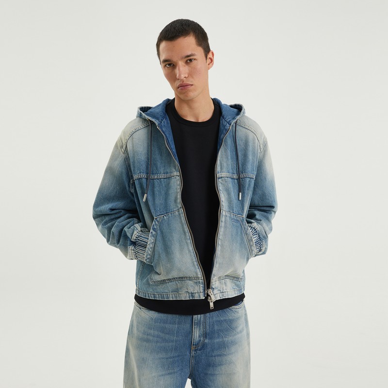 Blue denim zip hoodie - 1989 STUDIO - Modalova