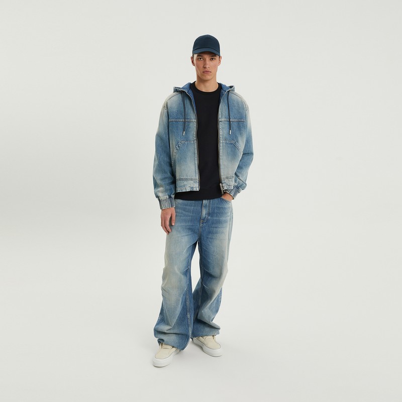 1989 Studio Washed Denim Zip-up Jacket In Blue