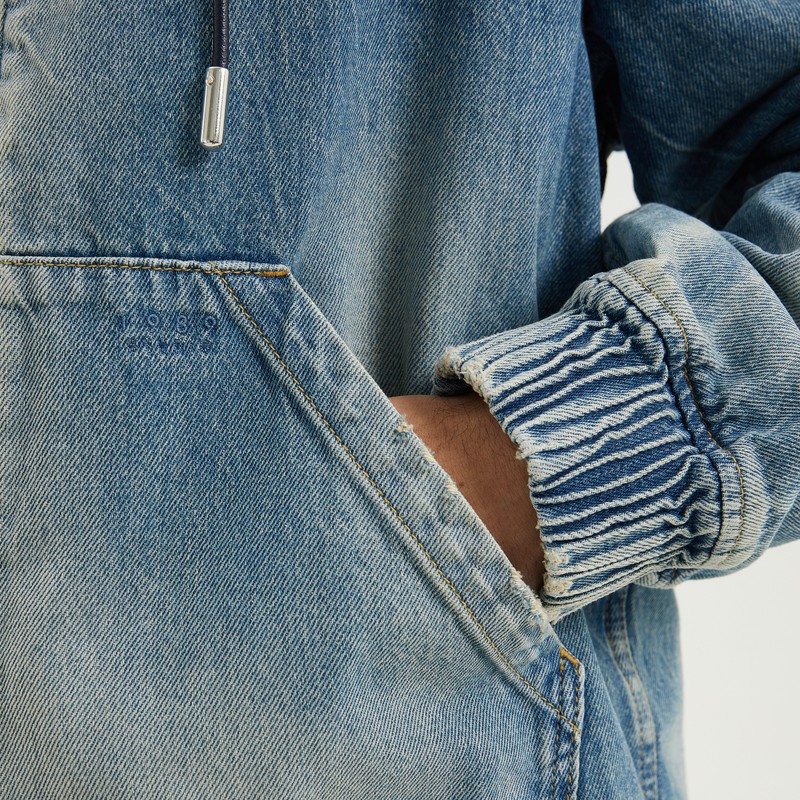 1989 Studio Washed Denim Zip-up Jacket In Blue
