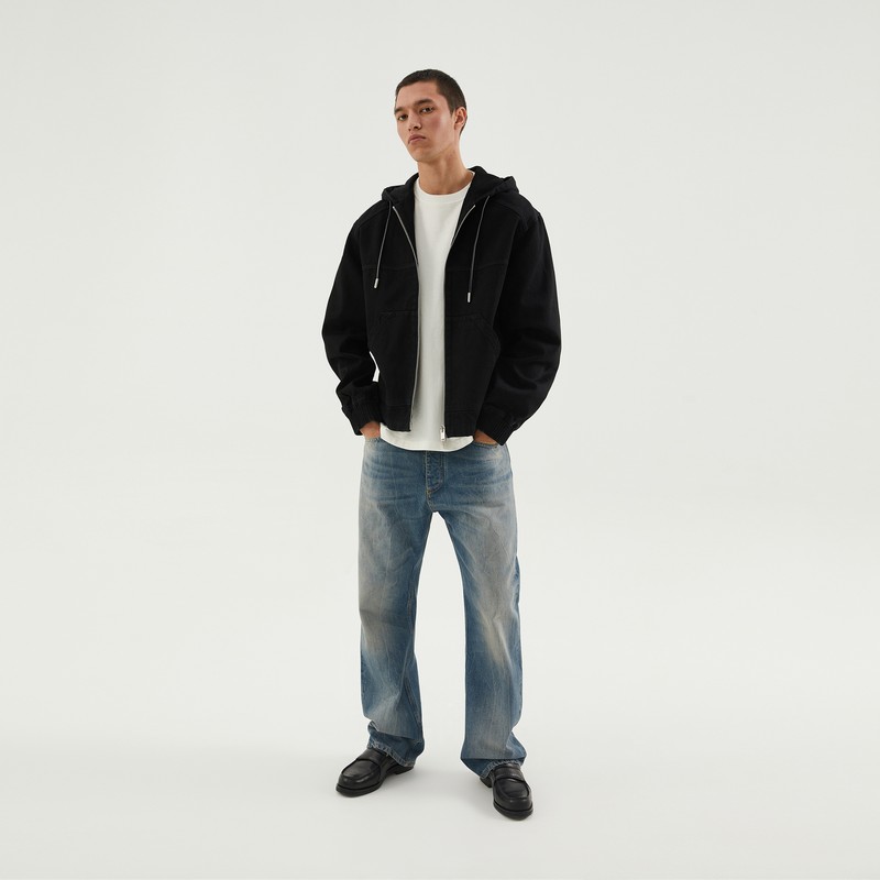 1989 Studio Denim Full-zip Hoodie In Black
