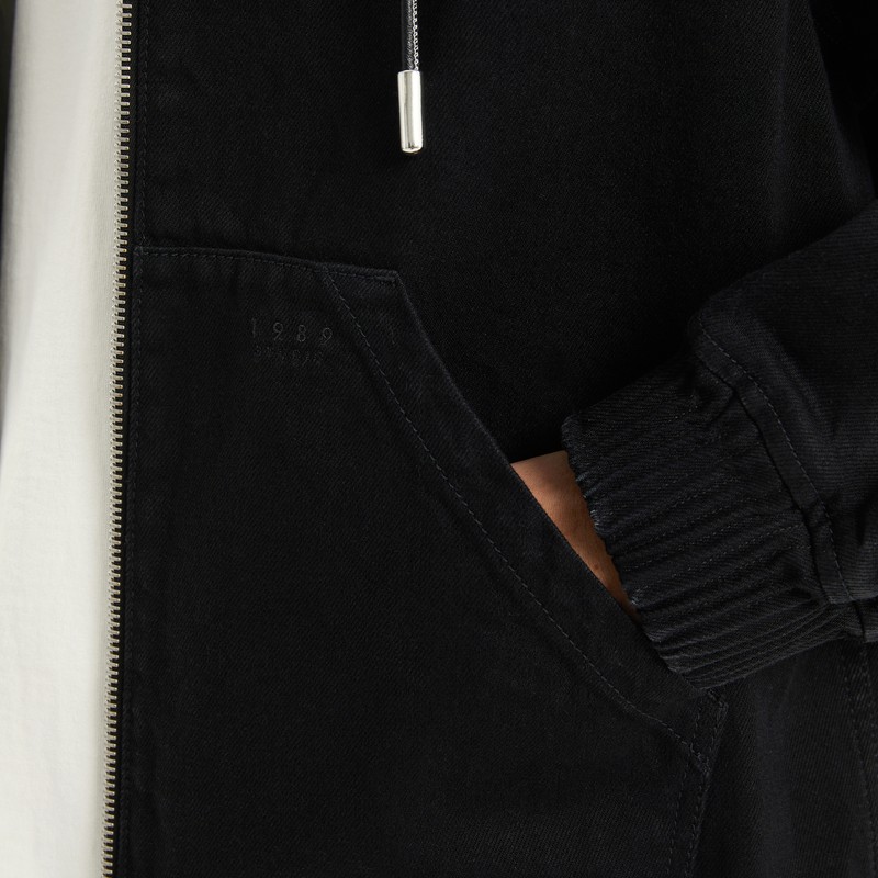 1989 Studio Denim Full-zip Hoodie In Black