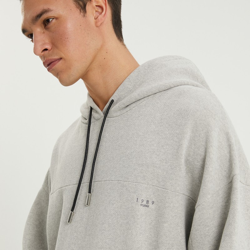 1989 Studio Jp Logo Hooded Sweatshirt In Gray