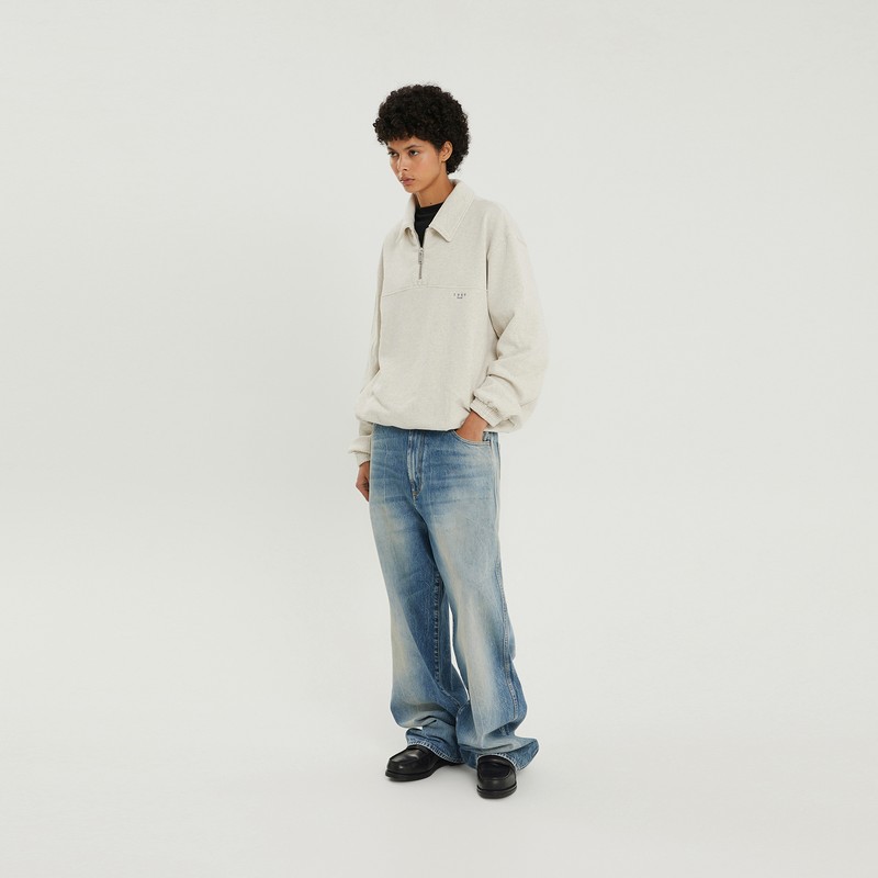 1989 Studio Jp Half Zip Sweatshirt Light Cream In Beige