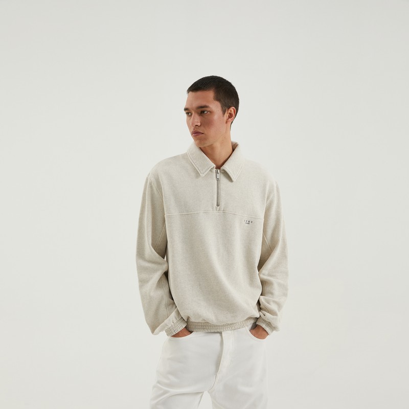1989 Studio Jp Half Zip Sweatshirt Light Cream In Beige