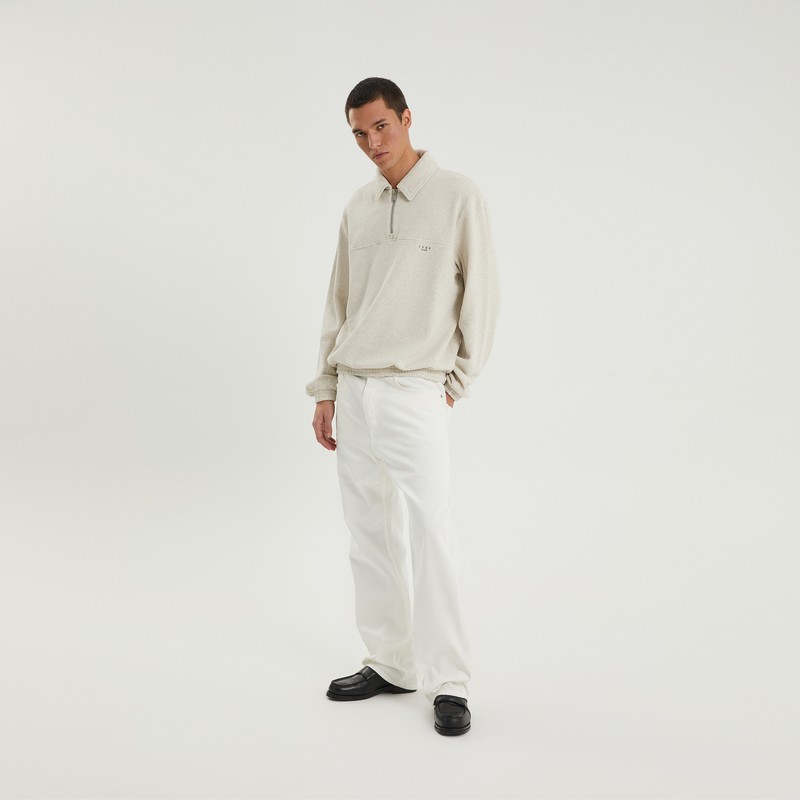 1989 Studio Jp Half Zip Sweatshirt Light Cream In Beige