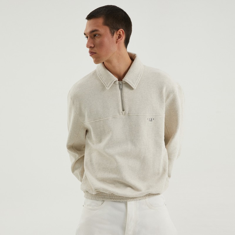 1989 Studio Jp Half Zip Sweatshirt Light Cream In Beige