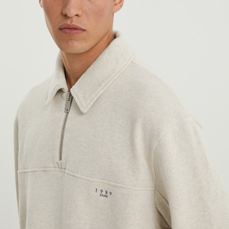 1989 Studio Jp Half Zip Sweatshirt Light Cream In Beige