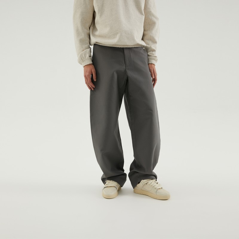 1989 Studio Curved Flared Pants Dark Grey In Grey