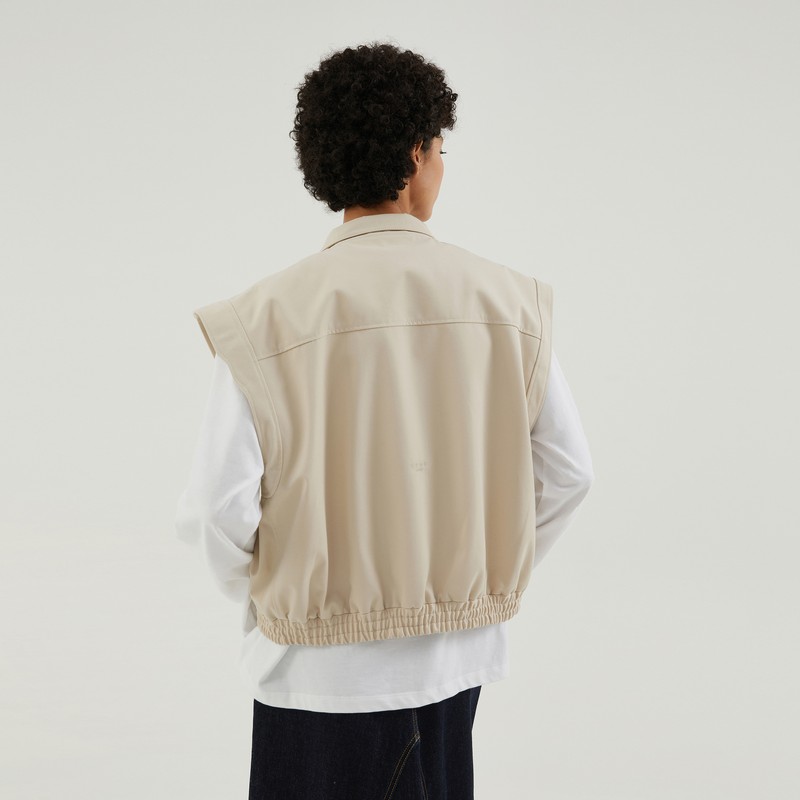 1989 Studio Light Cream Gabardine Zip Up Vest In Beige