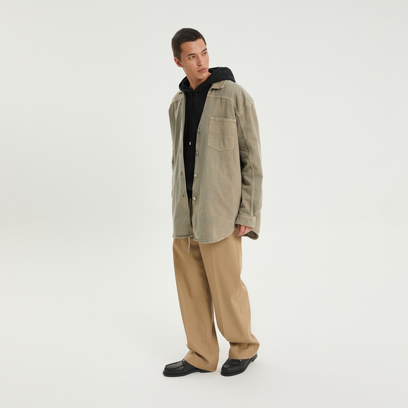 1989 Studio Light Brown Denim Overshirt In Beige