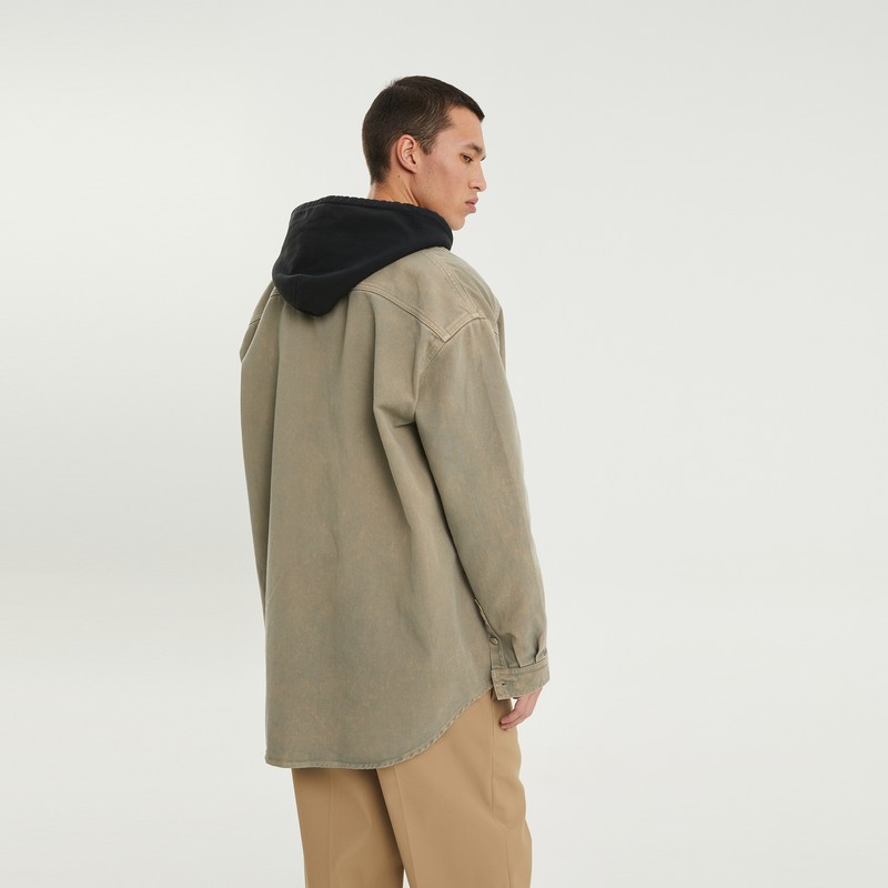 1989 Studio Light Brown Denim Overshirt In Beige