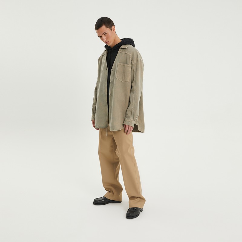 1989 Studio Light Brown Denim Overshirt In Beige