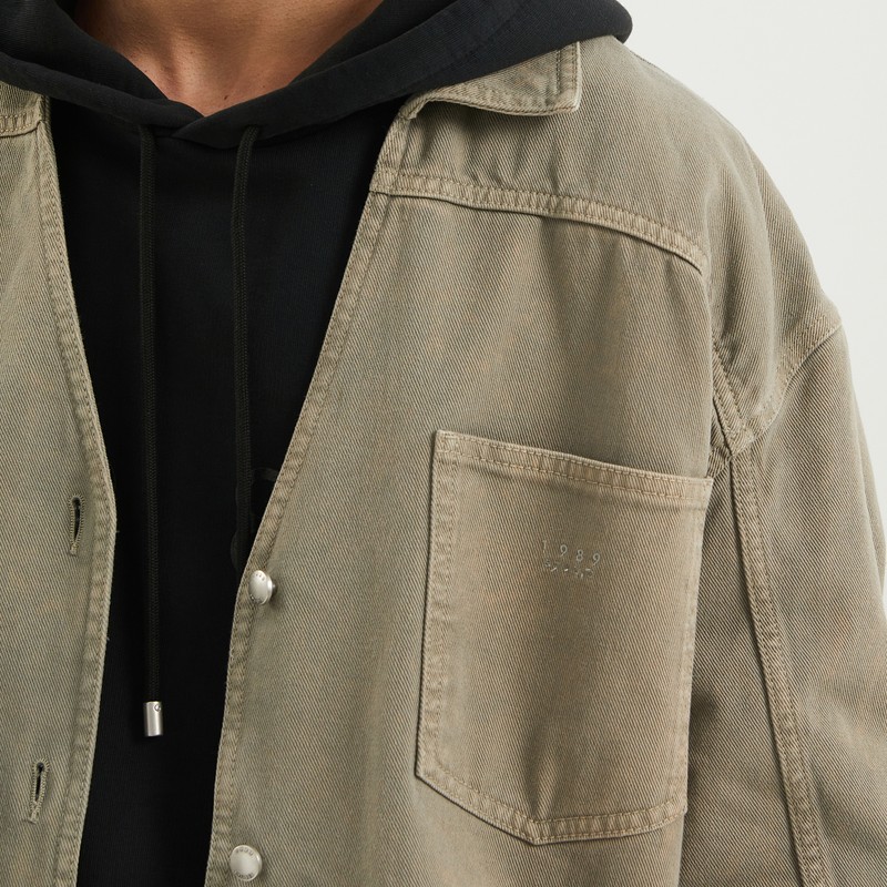 1989 Studio Light Brown Denim Overshirt In Beige