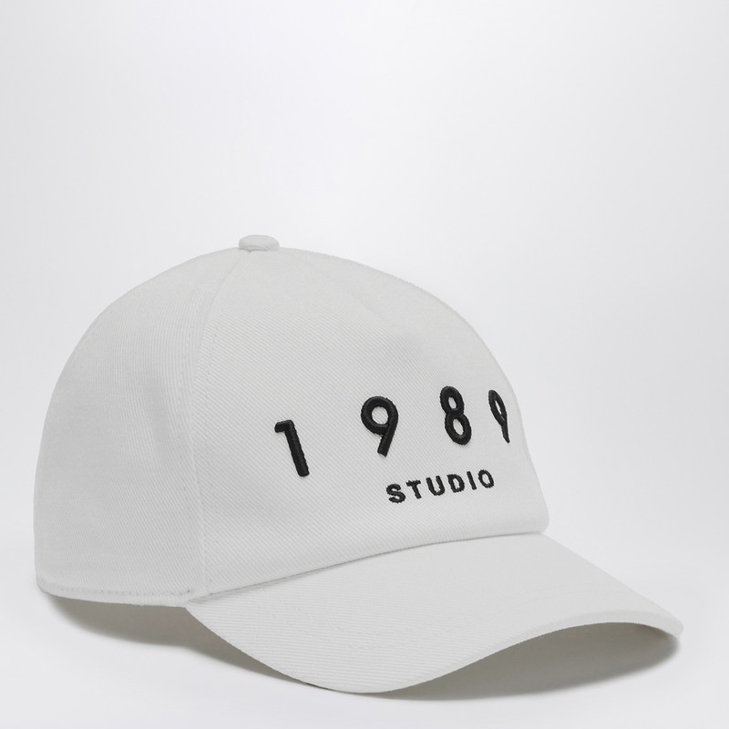 1989 Studio Striped Baseball Patch Cap With Curved Brim In White