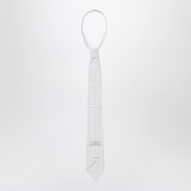 1989 Studio White Striped Tie In White